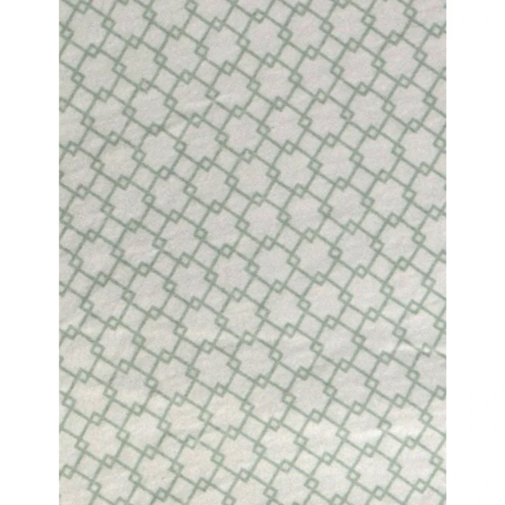 Laura Ashley Trellis Print Flat Sheet Green & White Pattern 100% Cotton King Sz